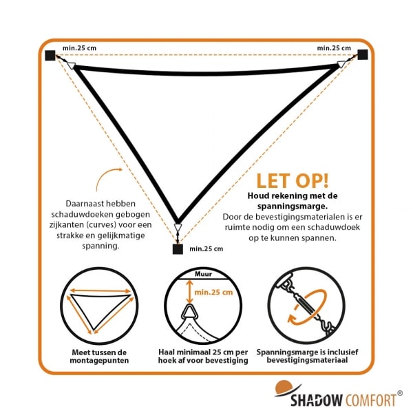 Shadow Comfort driehoek 3x3.5x4 Cool Grey - Afbeelding 2