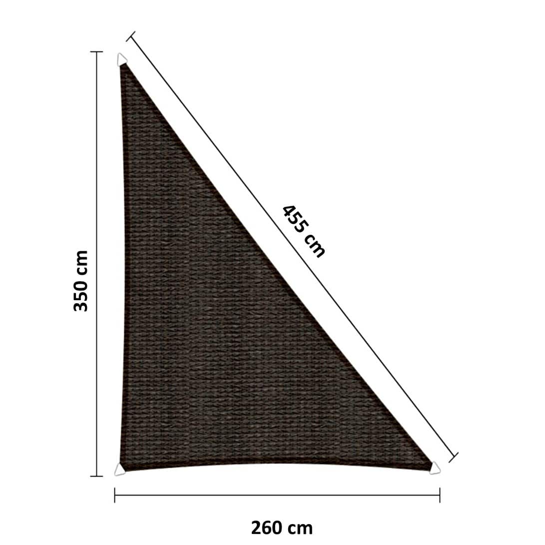 Schaduwdoek 260 x 350 x 455 cm HDPE zwart
